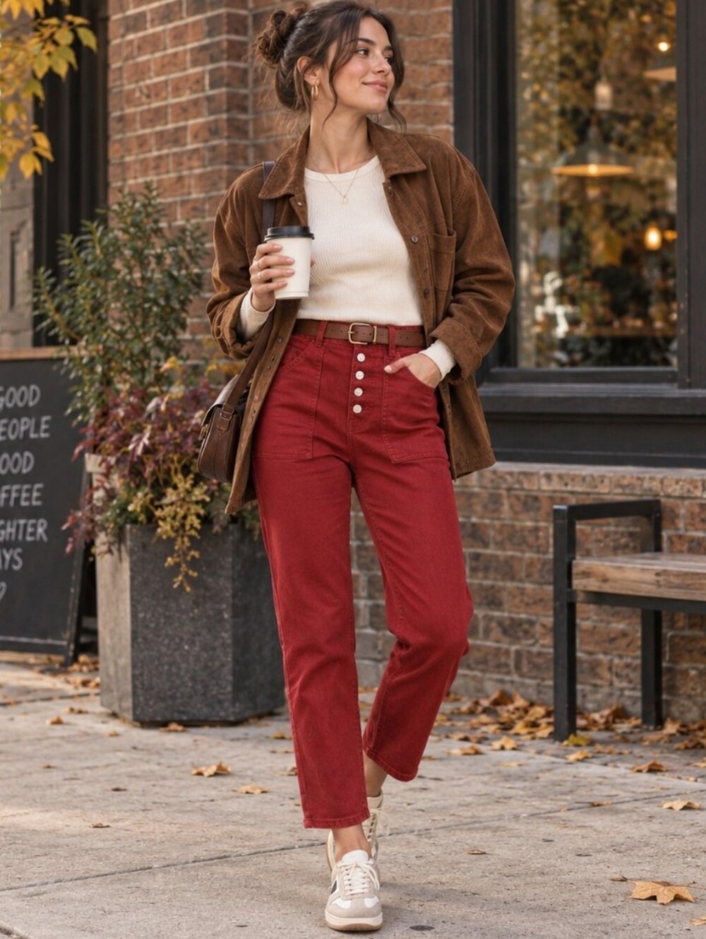 Wilfred Free Belen Jeans Aritzia Size 8 Red High Rise Button Fly Straight Leg